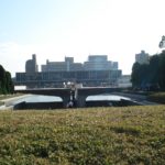 Flame of Peace with the Peace Museum in the background - Hiroshima, Japan