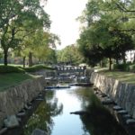 Bridges over water near Hiroshima Castle